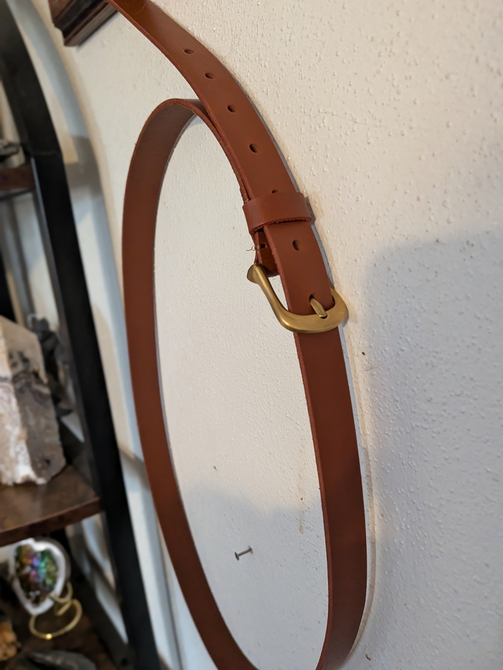 Frye Women's Brown Leather Belt with Brass Buckle - 1X/2X NWOT
